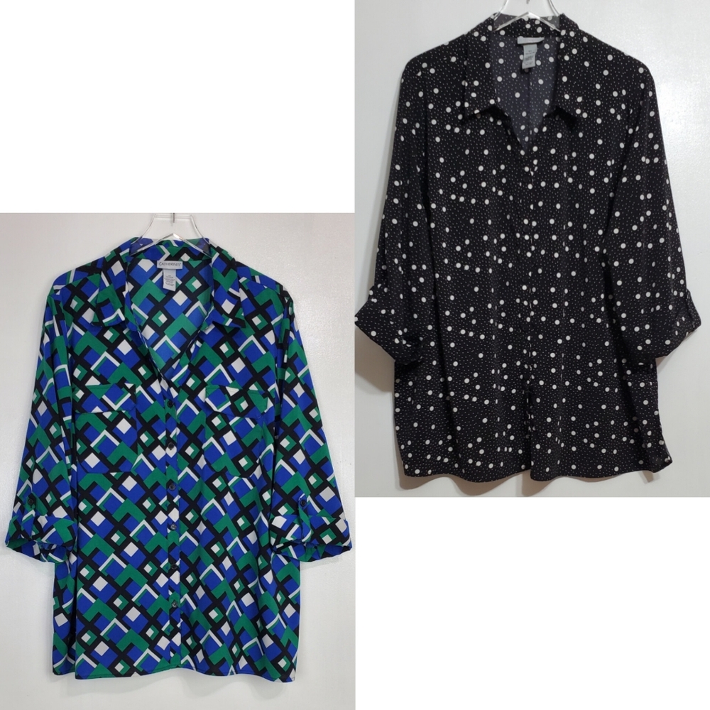 Catherines 2x 22/24w Bundle 2 Button Front Blouse… - image 1